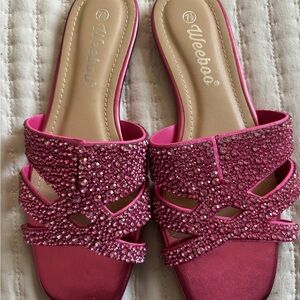 Miss Lola Fuchsia Rhinestone Sandals